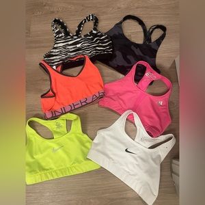 Lot of 6 Nike Adidas Under Armour Sports Bras Size Medium M Like New!